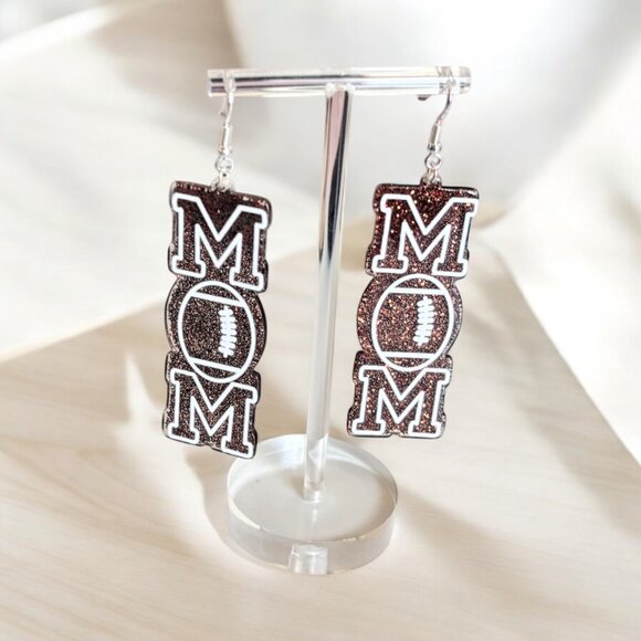 FOOTBALL MOM DANGLE EARRING - Picture 4 of 4